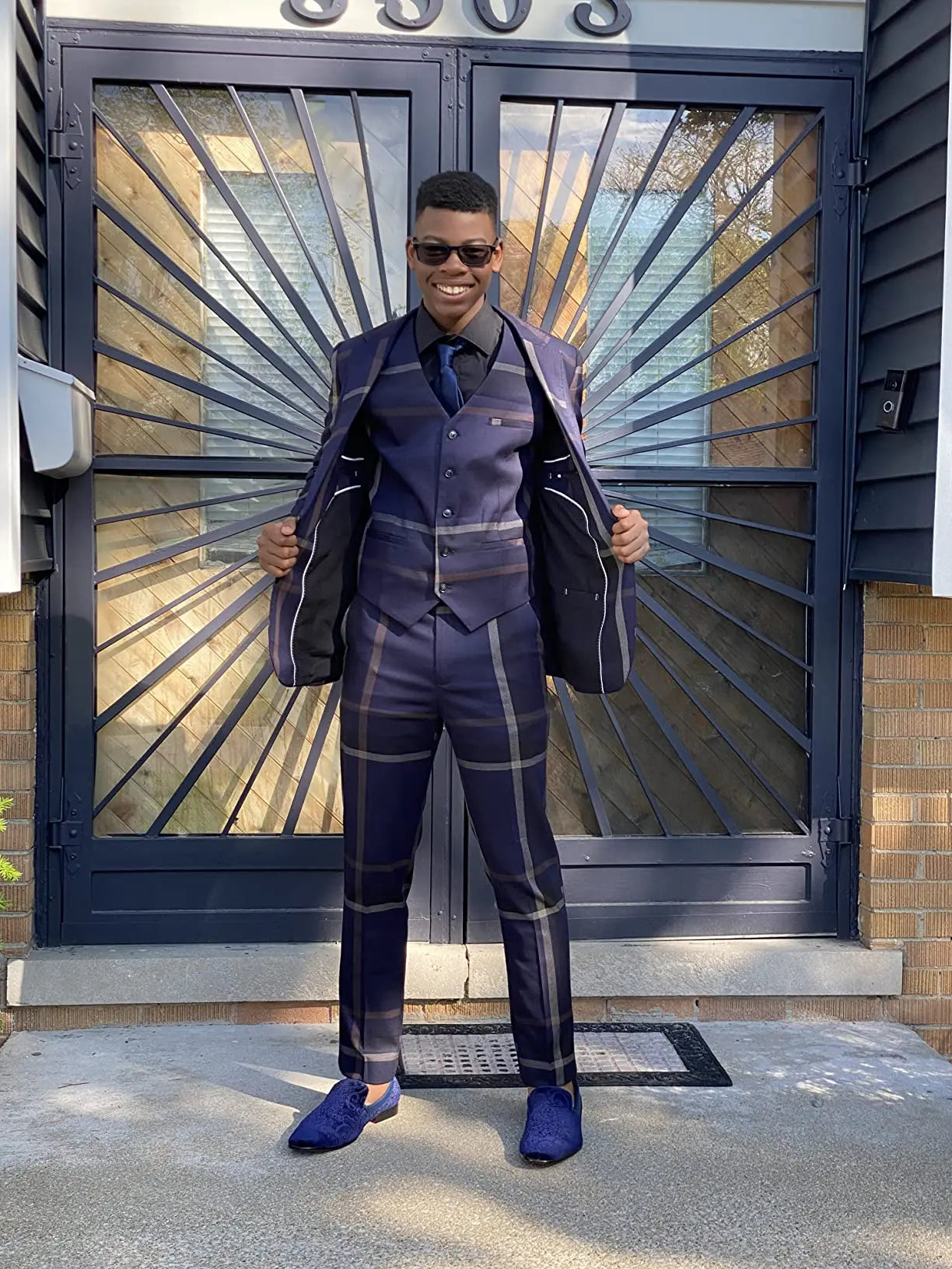 M&T Wear - Men’s 3-Piece Check Plaid Suit – Classic One Button Design