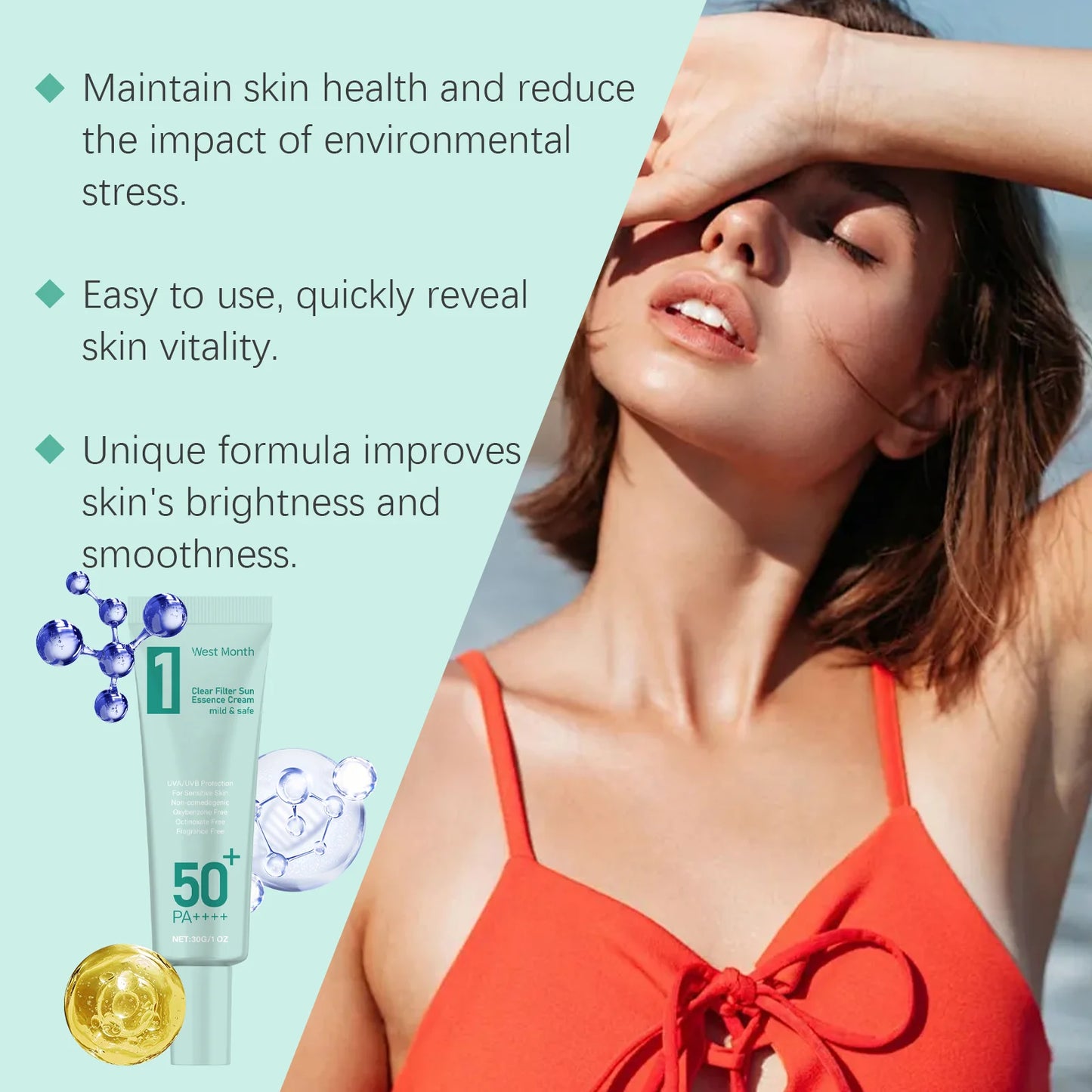 Anti Sun Cream SPF50 UV Defense Broad Spectrum Sunlight Protection Reduce Redness Hydrating Waterproof Prevent Sunburn Sunscreen