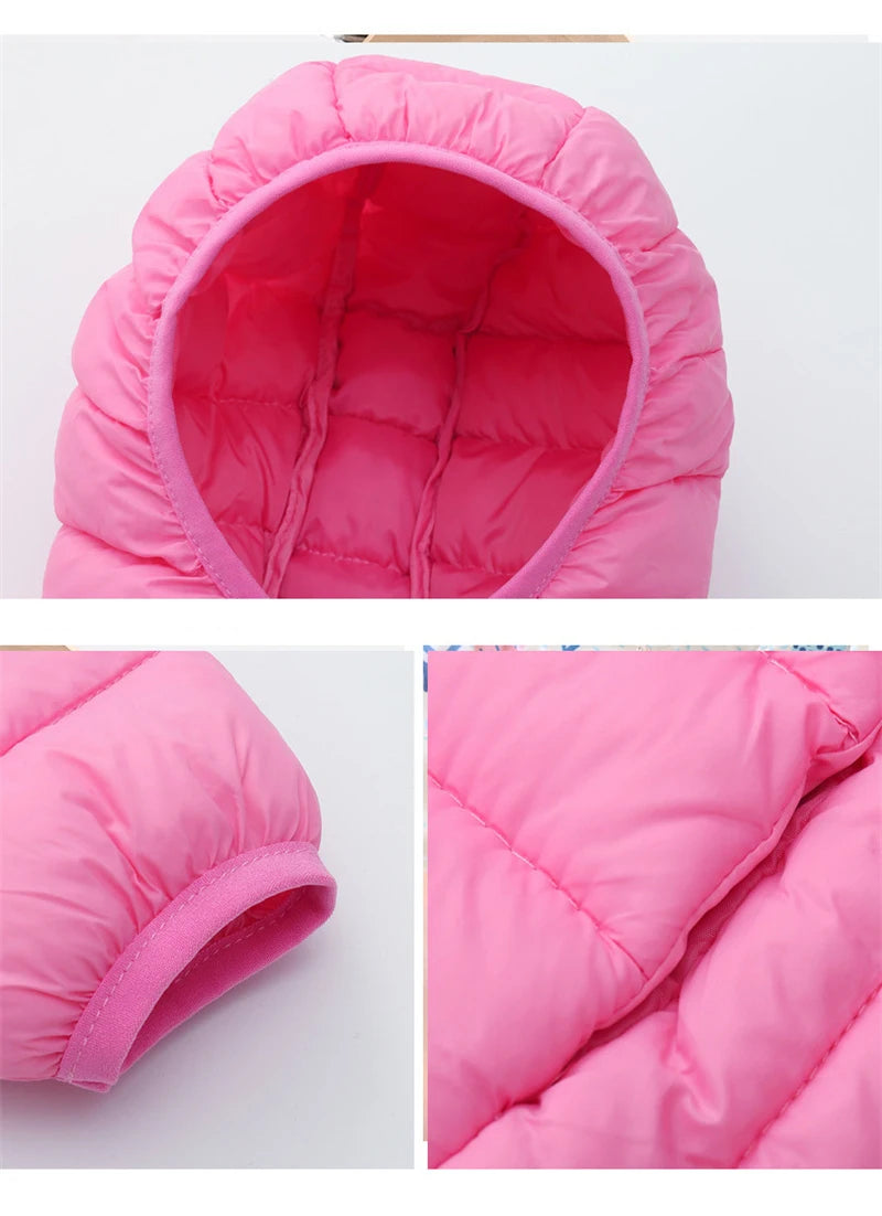 M&T Wear - Kids Down Jackets For 3-14 Years Autumn Winter Boys Girls Warm Solid Down Coats Teens Hooded Zipper Outerwear Children Clothing