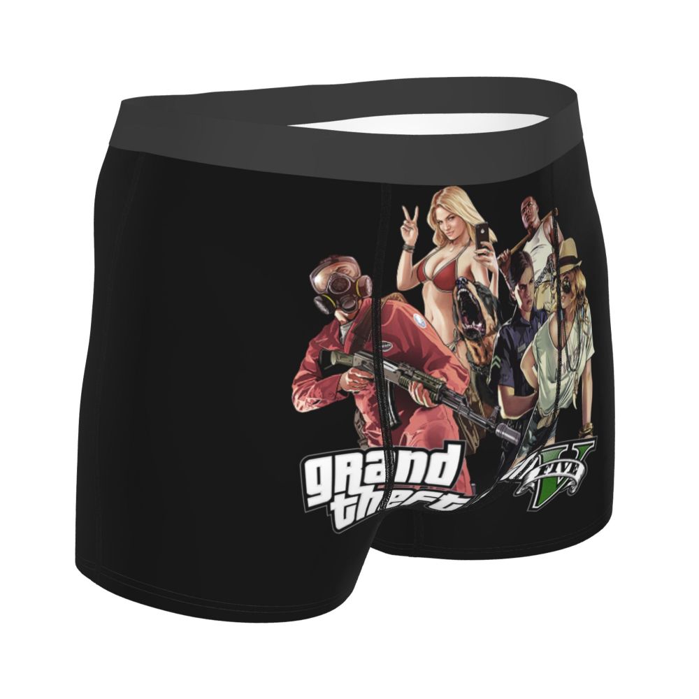 M&T Wear - Custom Grand Theft Auto Adventure Game Underwear Men Breathable GTA Boxer Briefs Shorts Panties Soft Underpants For Homme