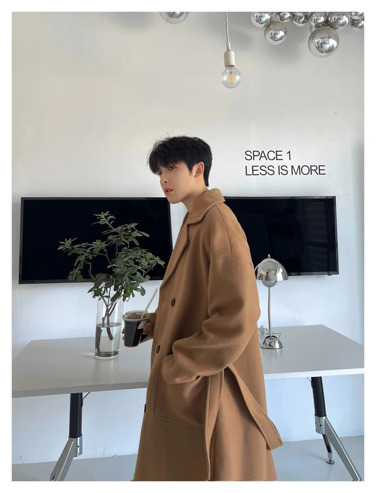 M&T Wear - Thick Korean Vintage Long Woolen Trench Coat for Men