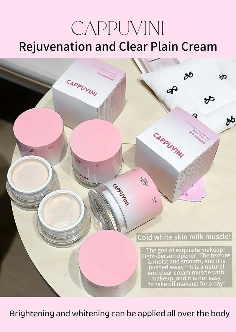 CAPPUVINI's radiant and clear natural cream with a creamy skin base creates a refreshing and smooth makeup look