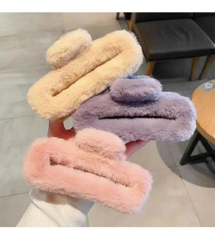 M&T Wear - Large Plush Square Hair Clip 2025 Shark Clip