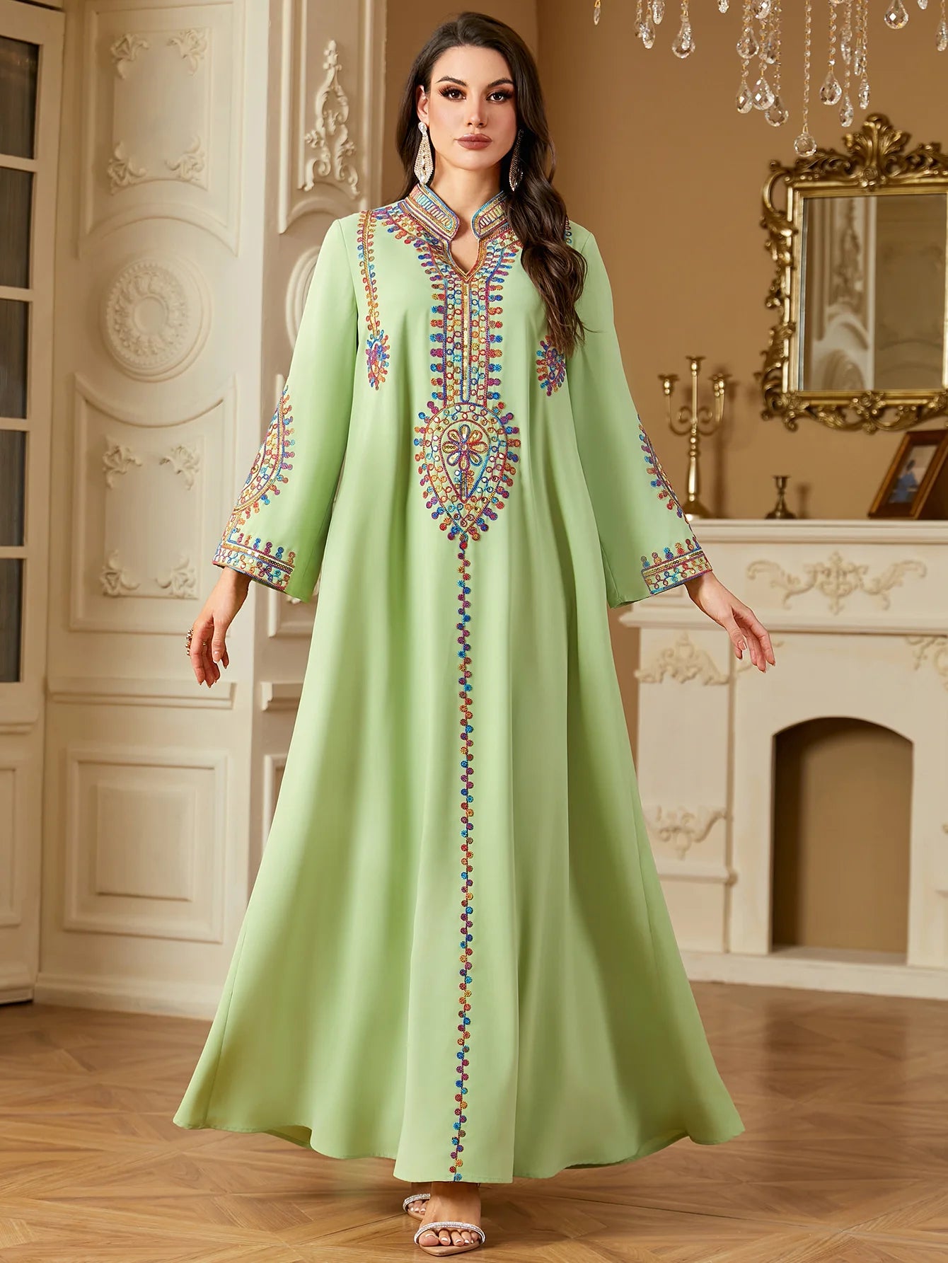 M&T Wear - Pakistani Women's Embroidered Loose abaya Dresses Elegant Casual Kaftan