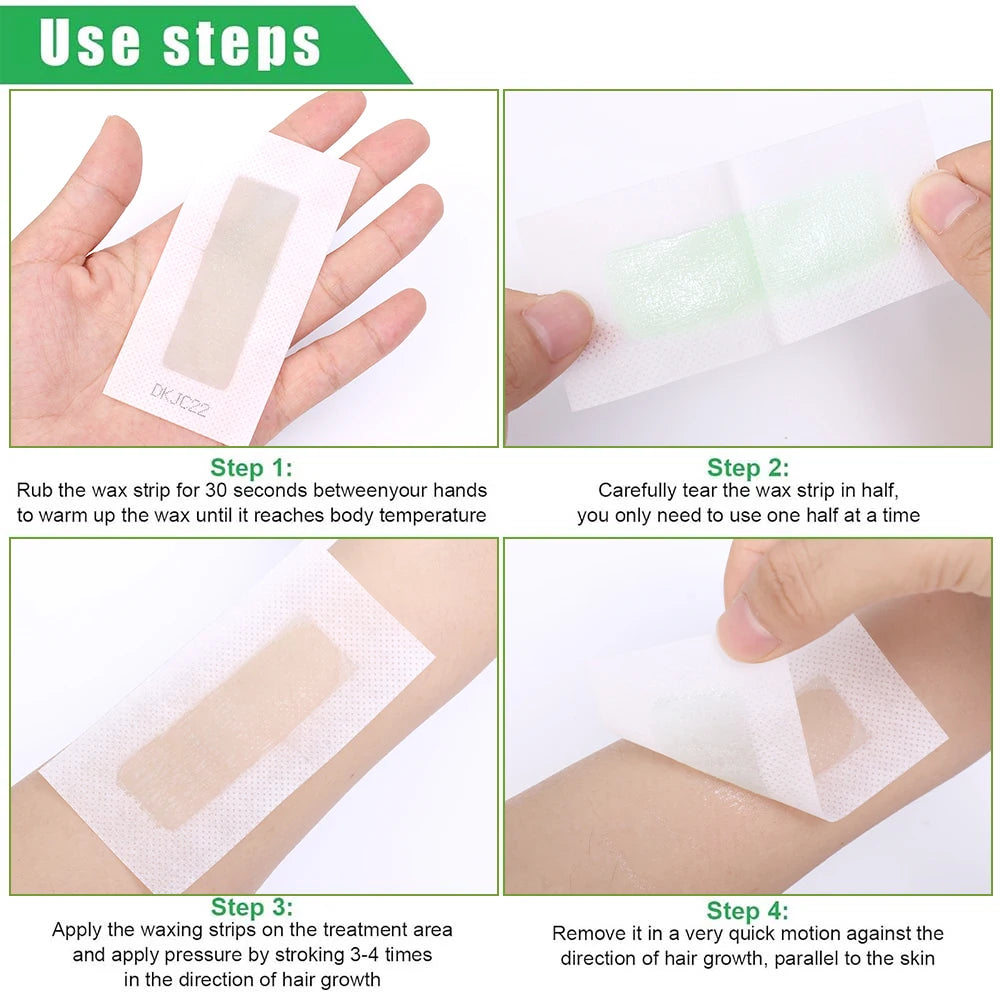 M&T Wear - 60 Sheets Hair Removal Wax Strips | Quick & Gentle Hair Removal for Face, Arms & Legs