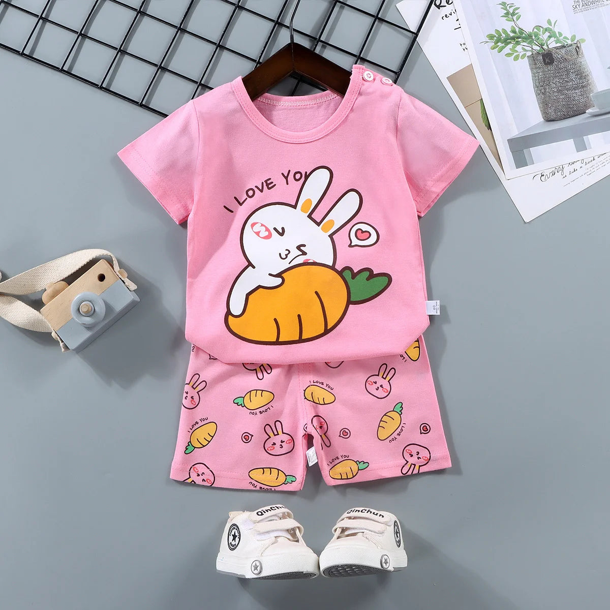 M&T Wear - Fashion Kids Clothes Boys Girls Sets Top Shorts 2PCS 100% Cotton Soft Summer Children Baby Cloths T-shirt Shorts Toddler Suit
