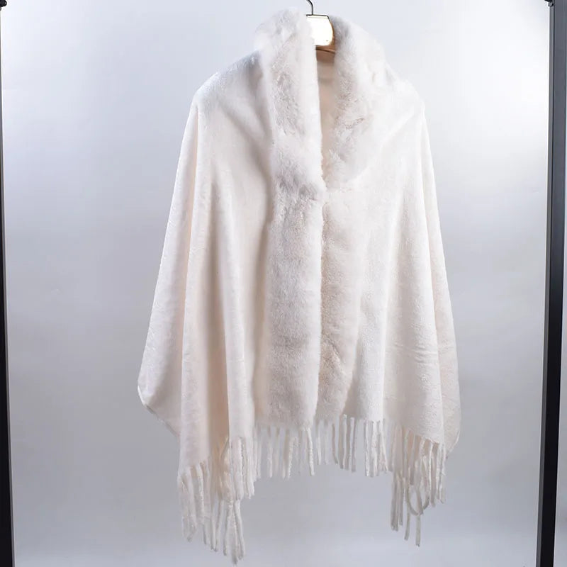 M&T Wear - Winter New Solid Color Shawl Warm Women's Wool Neck Scarf Shawl Dual purpose Thickened Dress Shawl