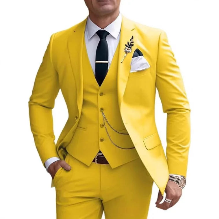 M&T Wear - Men’s 3-Piece Solid Slim Fit Suit – Elegant Banquet & Party Attire