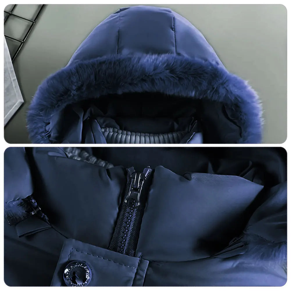 M&T Wear - Children's Winter Jacket Thick Warm Fur Collar Hood Beads Elastic Waist Teens Girls Down Coat,Fashion Windproof Kids Overcoat