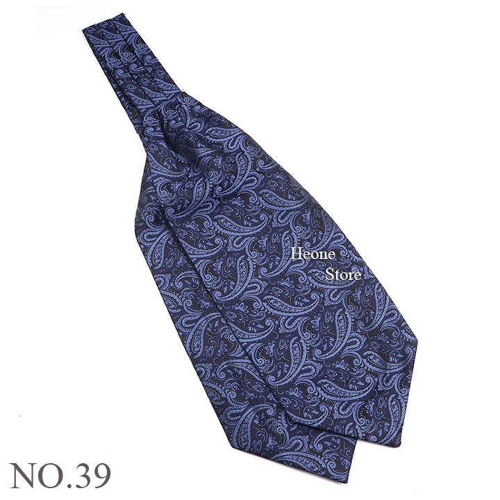 Luxury Mens Scarf Tie Solid Color Dot Geometric Pattern Floral Jacquard Woven Polyester Silk Ascot Cravat Tuxedo Suit Shirt Gift