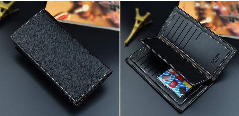 M&T Wear - Men’s Long PU Leather Wallet with Multi-Card & Coin Compartments