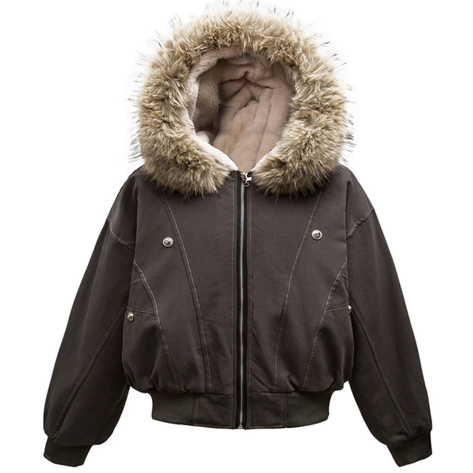 M&T Wear - Winter Jackets Fur Collar Parkas Coat Men Vintage Thicken Fleece Warm Jackets Streetwear Harajuku Hip Hop Padded Jackets Outwear