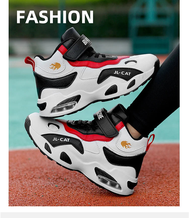 M&T Wear - Kids Basketball Shoes Boys Student Sports Shoes School Daily Outdoor Running Sneakers High Top Children Basketball Sneakers