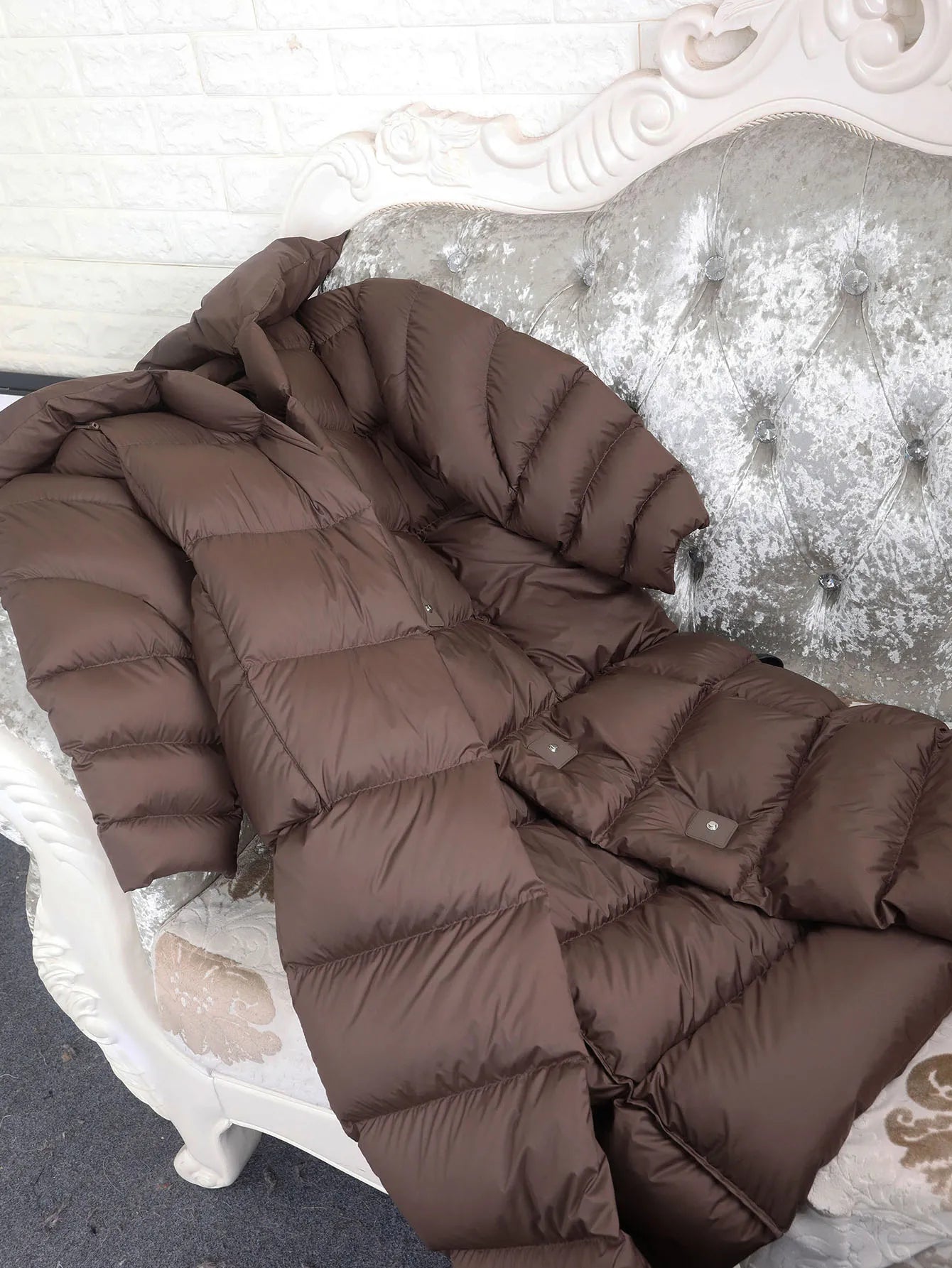 M&T Wear - The Ultimate Luxury Knee-Length White Down Puffer Coat