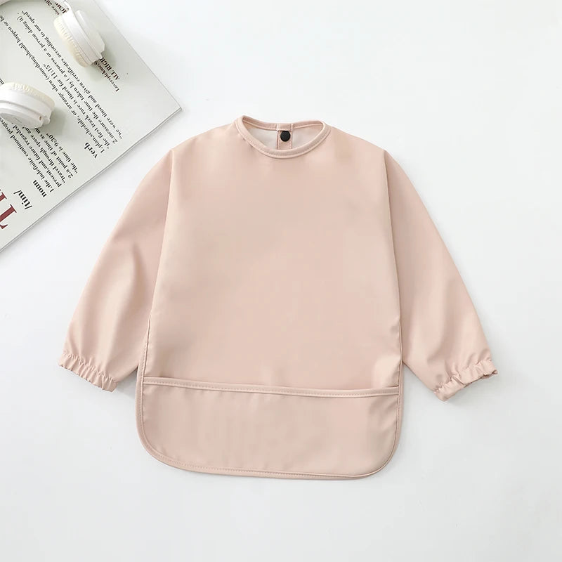 M&T Wear - Kids Baby Feeding Bibs Waterproof Long Sleeve Apron with Pocket Toddler Burp Cloth Boys Girls Anti-dirty Art Smock Baby Stuff