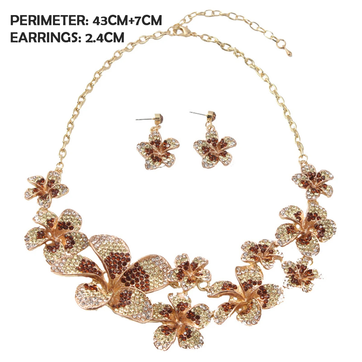 M&T Wear - Luxury Crystal Flower Necklace & Earrings Set for Women