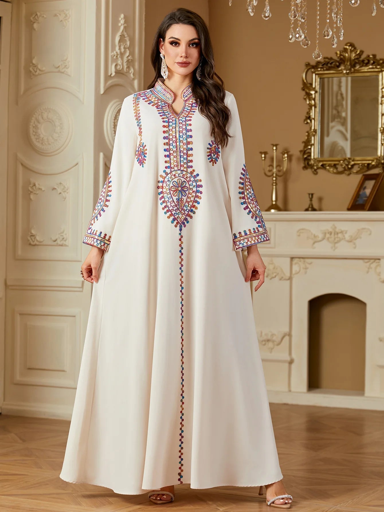 M&T Wear - Pakistani Women's Embroidered Loose abaya Dresses Elegant Casual Kaftan