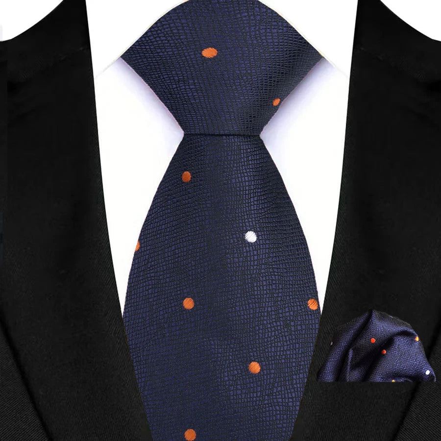 M&T Wear - Luxury Navy Solid 8cm NeckTie & Pocket Square Set