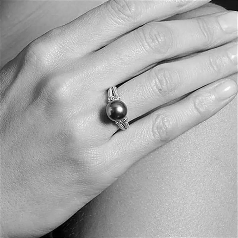 M&T Wear – S925 Grey Pearl Cocktail Ring for Women
