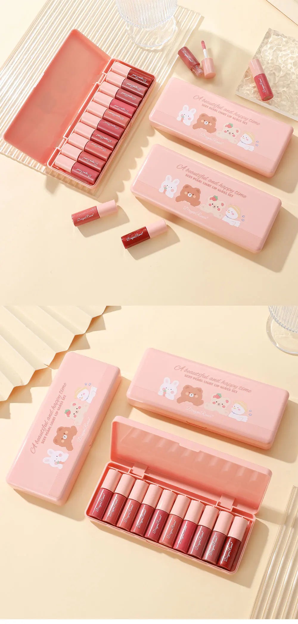 M&T Wear 10-Piece Shimmering Lip Gloss Set – Long-Lasting, Non-Stick, Moisturizing & Pearlescent Lip Glaze Collection