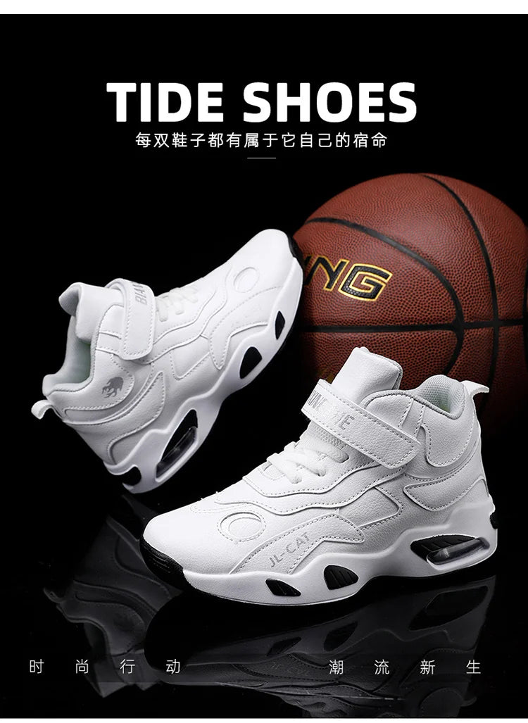 M&T Wear - Kids Basketball Shoes Boys Student Sports Shoes School Daily Outdoor Running Sneakers High Top Children Basketball Sneakers