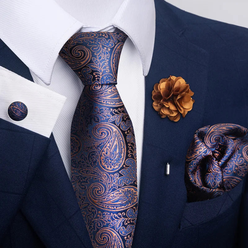 M&T Wear - Luxury Paisley Floral Tie & Accessory Set