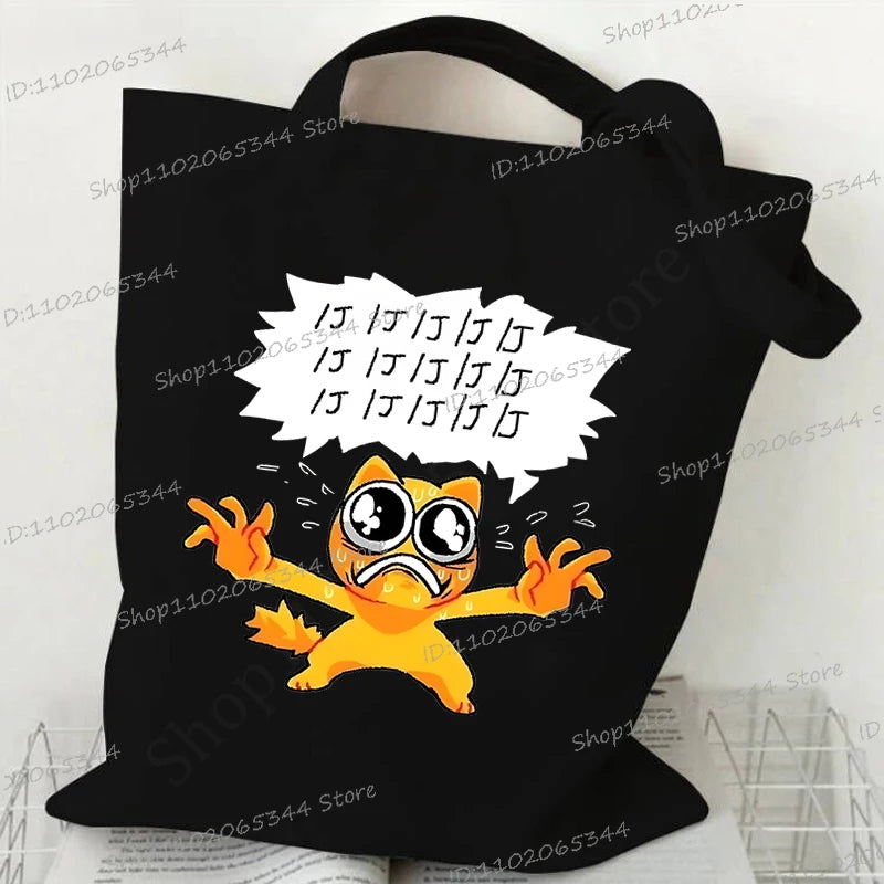 M&T Wear - Women’s Meme Cat Canvas Tote Bag | Funny Cartoon Shoulder Bag