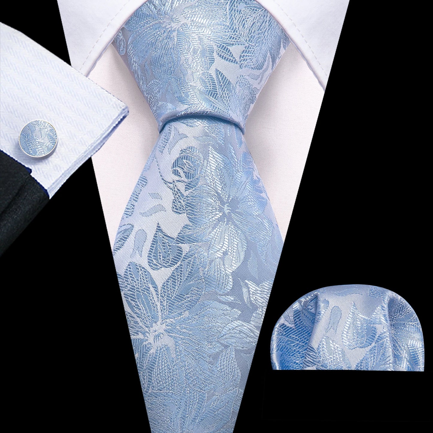 M&T Wear - Exquisite Floral Silk Necktie & Cufflink Set