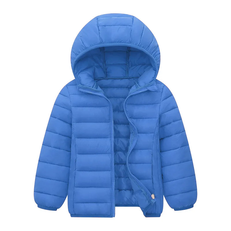 M&T Wear - Kids Down Jackets For 3-14 Years Autumn Winter Boys Girls Warm Solid Down Coats Teens Hooded Zipper Outerwear Children Clothing
