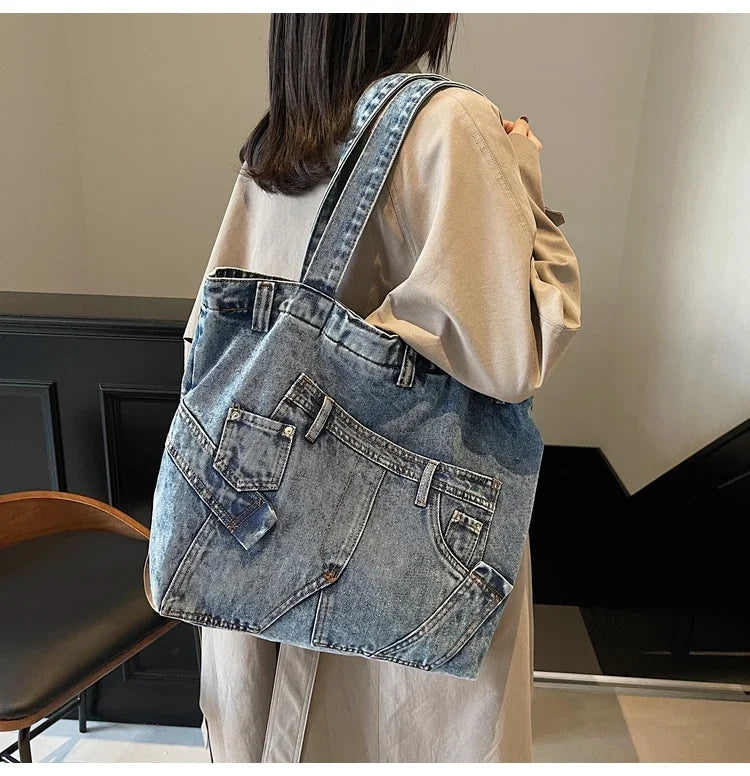 M&T Wear - 2025 Retro Denim Tote Bag for Women