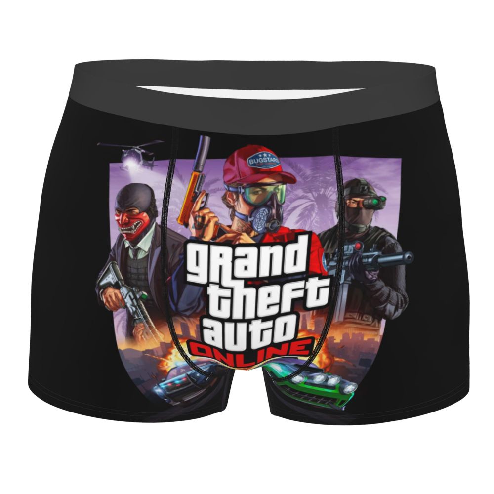 M&T Wear - Custom Grand Theft Auto Adventure Game Underwear Men Breathable GTA Boxer Briefs Shorts Panties Soft Underpants For Homme