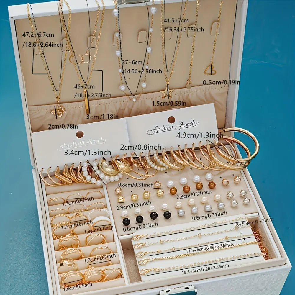 M&T Wear - 86-Piece Women's Jewelry Set, Necklaces, Earrings & Rings for Everyday and Party Wear