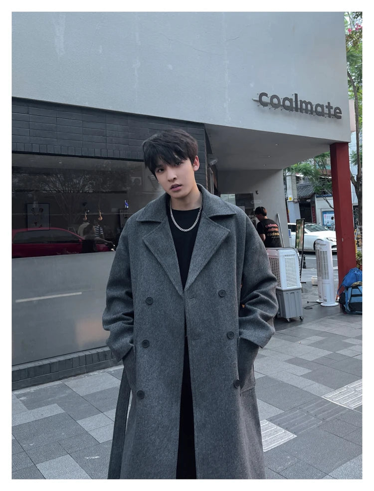 M&T Wear - Thick Korean Vintage Long Woolen Trench Coat for Men