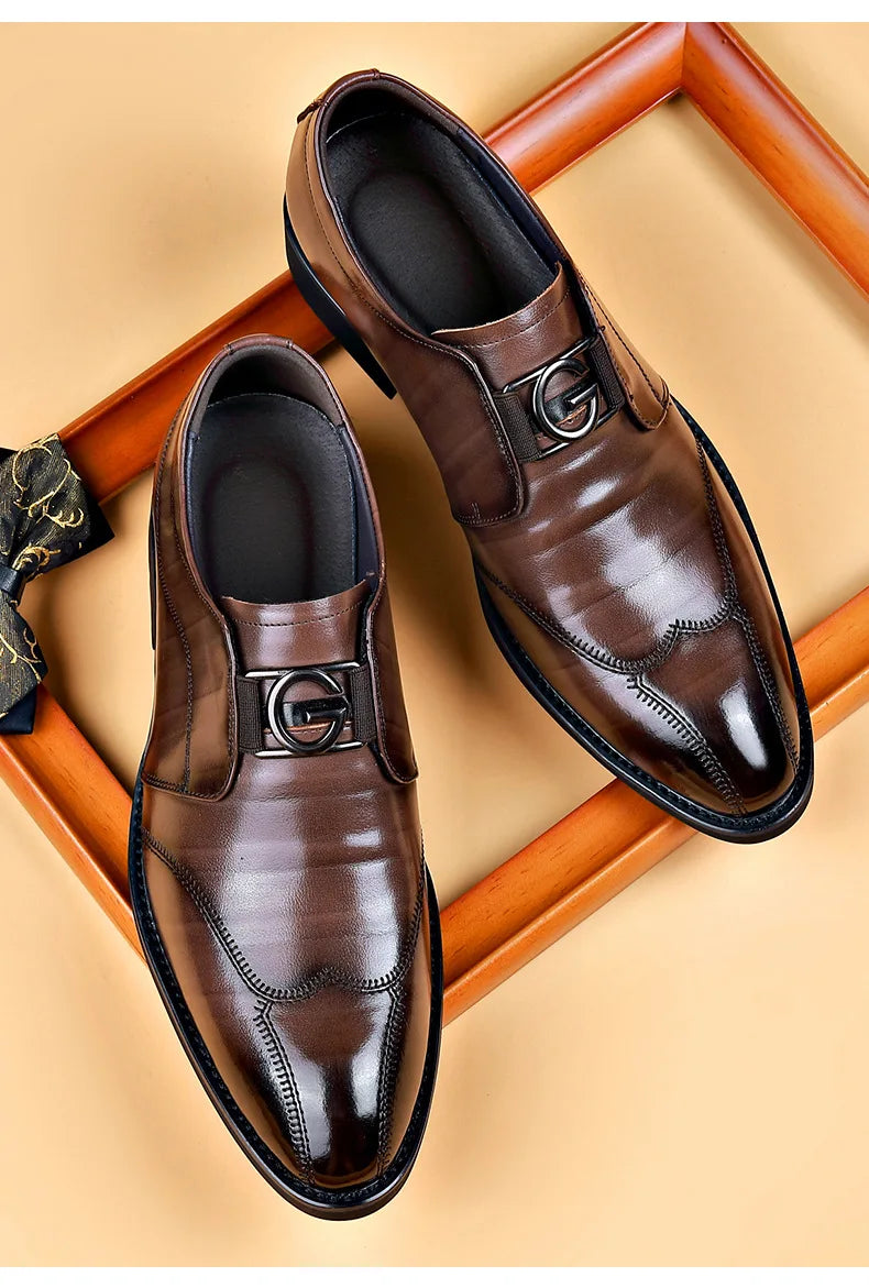 M&T Wear- Men Casual Shoes Fashion Brand Classic Casual Men Leather Shoes Black Breathable Business Men Shoes Large Size
