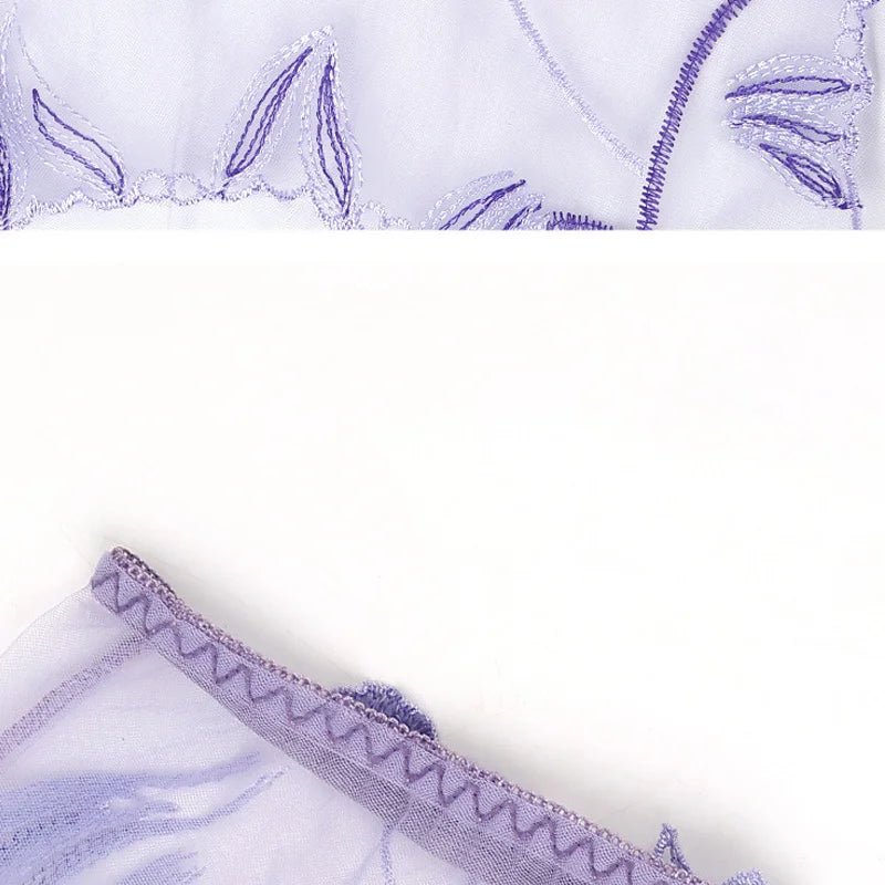 M&T Wear - Plus Size Sexy Perspective Flower Embroidery Low Waist Panties