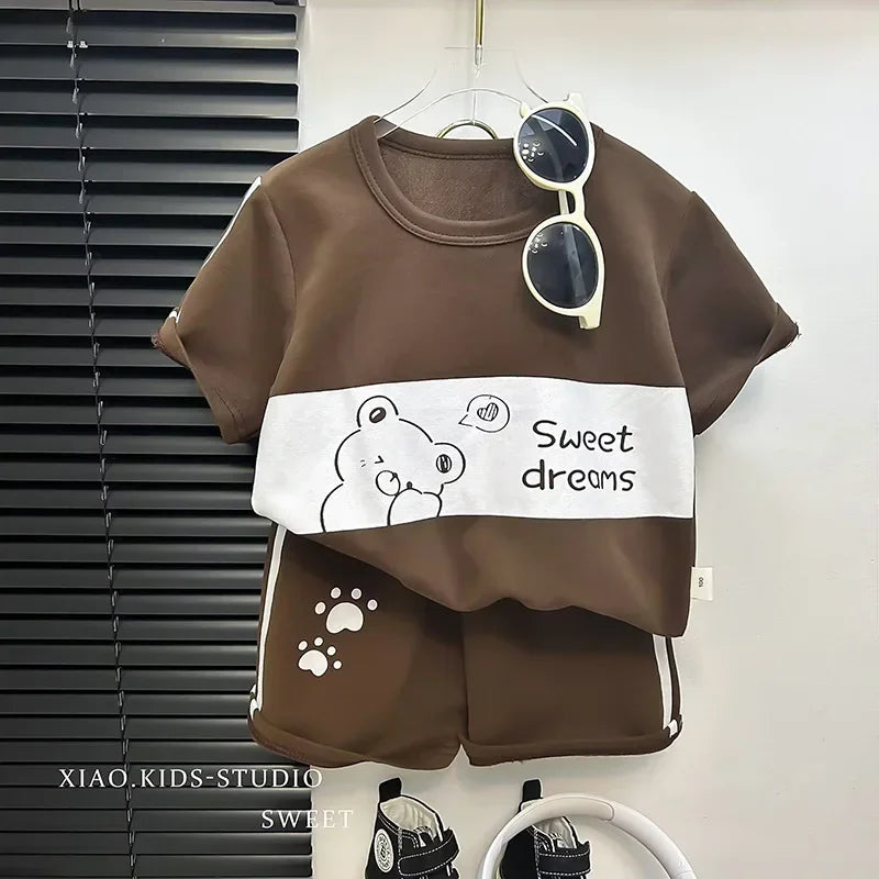 M&T Wear - Kids Clothes Cotton Set Short Sleeve Suit Baby Girls Boys Set Summer Tops +short Children's Wear 2024 New
