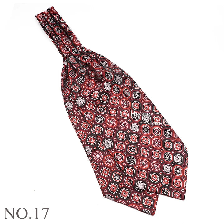 Luxury Mens Scarf Tie Solid Color Dot Geometric Pattern Floral Jacquard Woven Polyester Silk Ascot Cravat Tuxedo Suit Shirt Gift