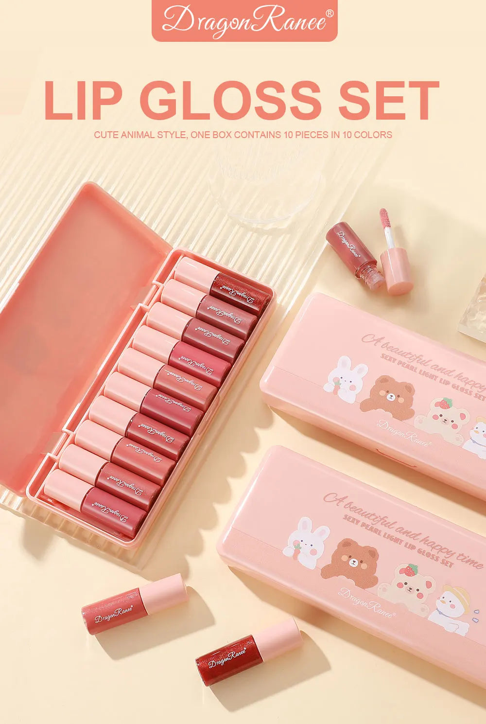 M&T Wear 10-Piece Shimmering Lip Gloss Set – Long-Lasting, Non-Stick, Moisturizing & Pearlescent Lip Glaze Collection