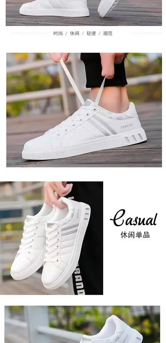 M&T Wear - Men Sneakers Casual Shoes Men Flats Zapatillas Hombre Lightweight Pu Leather Breathable Shoe Mens White Sports Tenis Shoes