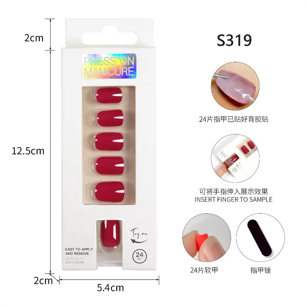 M&T Wear – 24PCS Coffin & Square Press-On Nails with Glue Stick