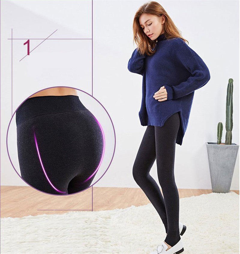 M&T Wear - Winter Women Solid Warm Leggings with High Waist and Fleece