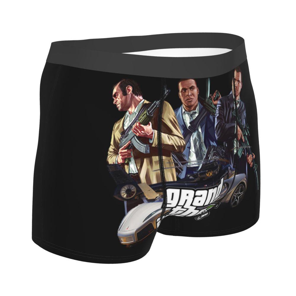 M&T Wear - Custom Grand Theft Auto Adventure Game Underwear Men Breathable GTA Boxer Briefs Shorts Panties Soft Underpants For Homme