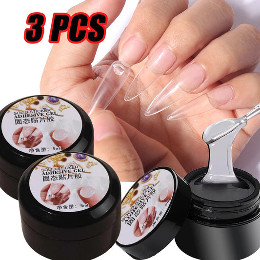 M&T Wear - Solid Nail Gel Glue 3x5ml | Clear Poly Gel for Fake Nails