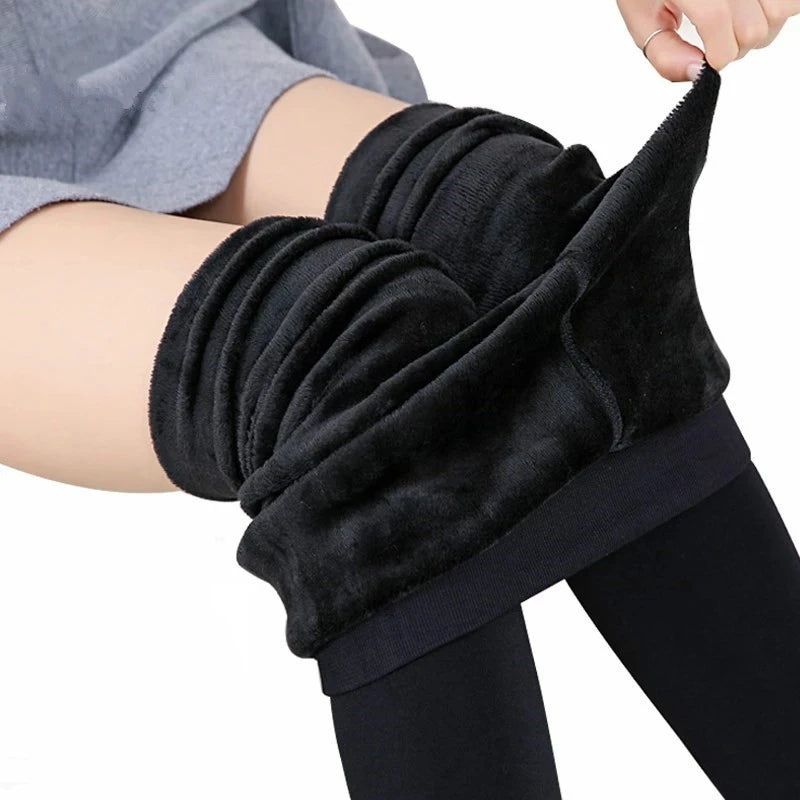 M&T Wear - Winter Women Solid Warm Leggings with High Waist and Fleece