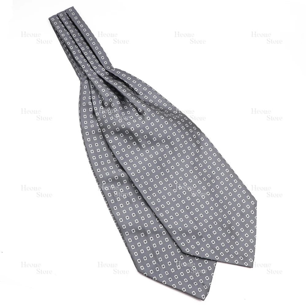 Luxury Mens Scarf Tie Solid Color Dot Geometric Pattern Floral Jacquard Woven Polyester Silk Ascot Cravat Tuxedo Suit Shirt Gift