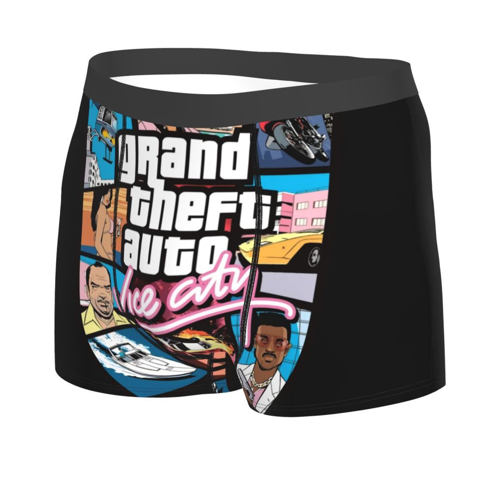 M&T Wear - Custom Grand Theft Auto Adventure Game Underwear Men Breathable GTA Boxer Briefs Shorts Panties Soft Underpants For Homme