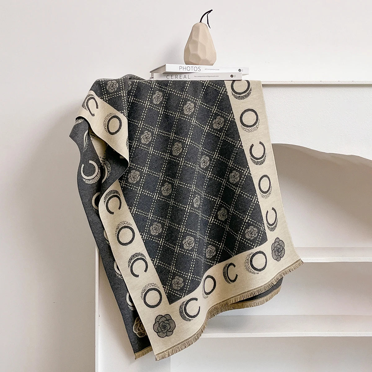 M&T Wear - Luxury Designer Brand Winter Blanket Scarf Shawls for Women Warm Pashmina Cashmere Exquisite Floral Print Large Wrap Long Foular