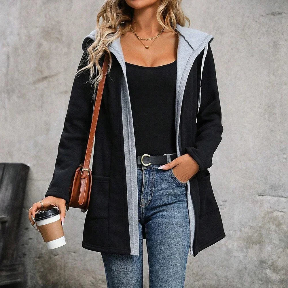 M&T Wear - Casual Multilayer Long Sleeve Hoodie Zipper Coat for Women