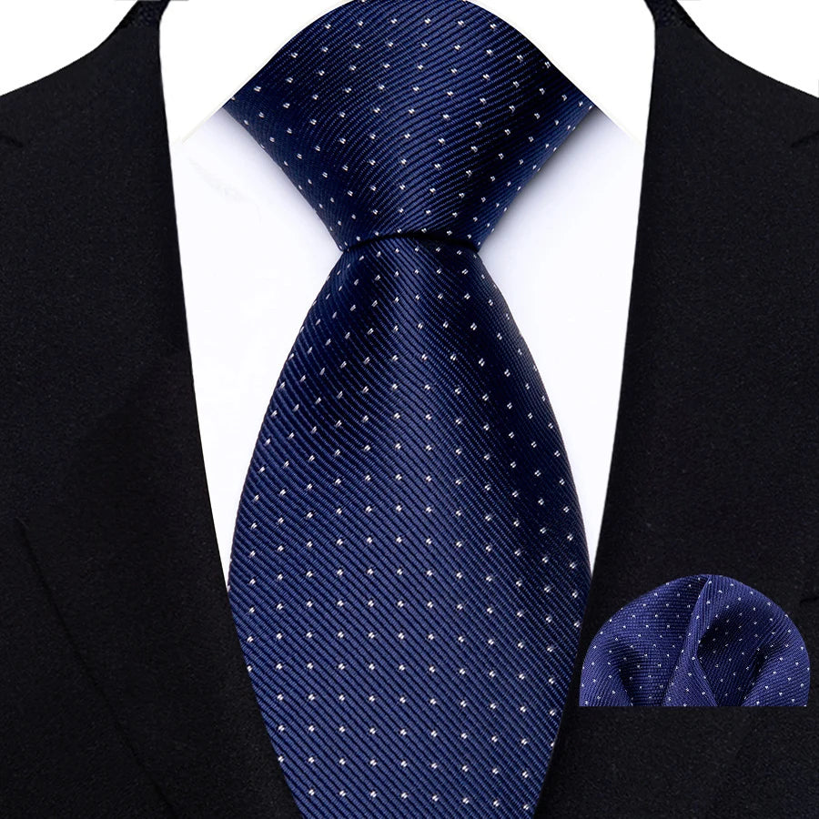 M&T Wear - Luxury Navy Solid 8cm NeckTie & Pocket Square Set