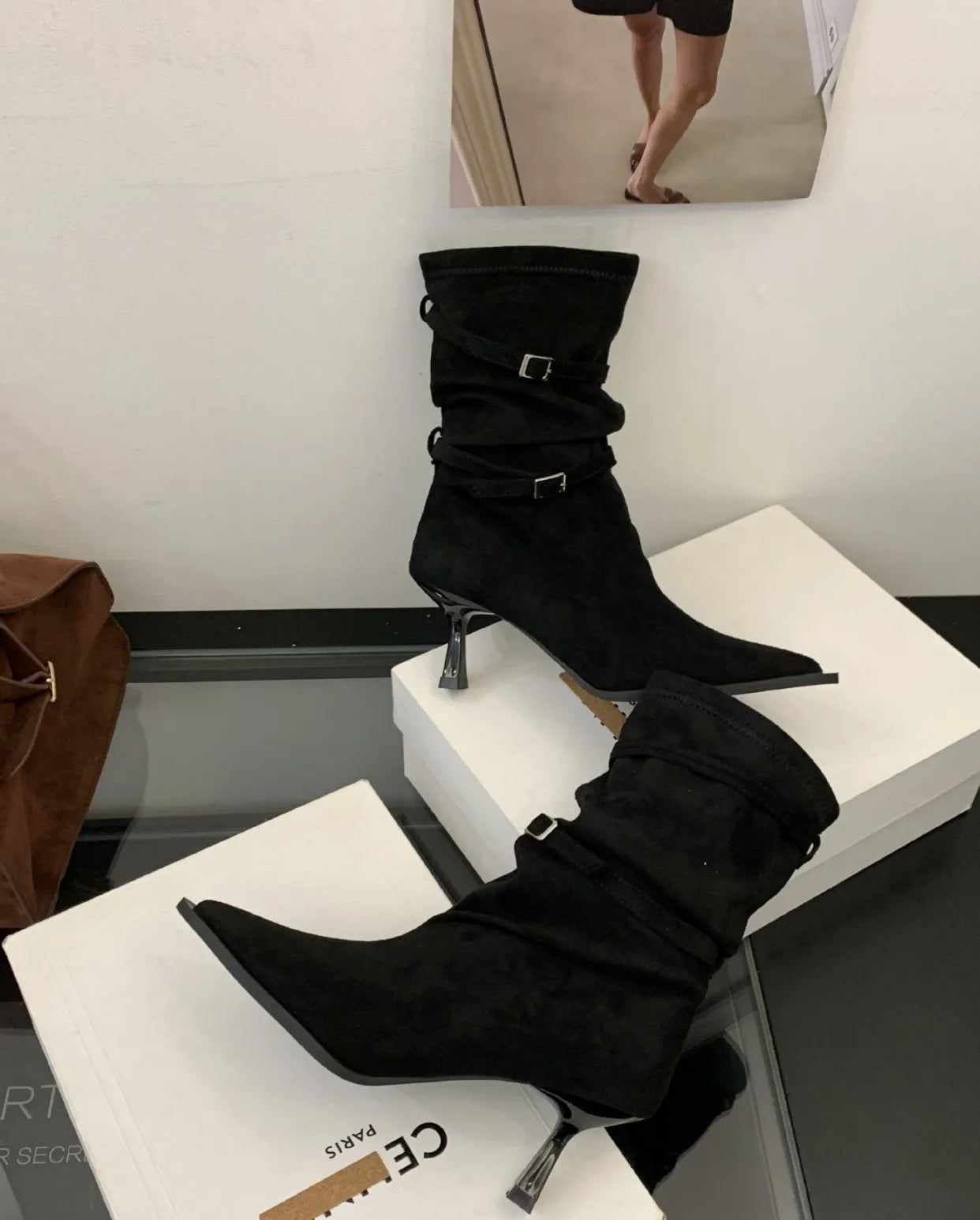 M&T Wear -  Sexy Pointed Toe Women Boots Autumn High Heels Shoes Luxury Chelsea Boots Party Stiletto Pumps New Plus Size 40 Mujer Botas